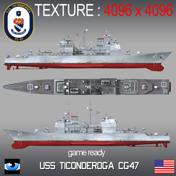 3d model uss ticonderoga class cg