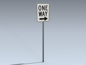 3d model way road sign
