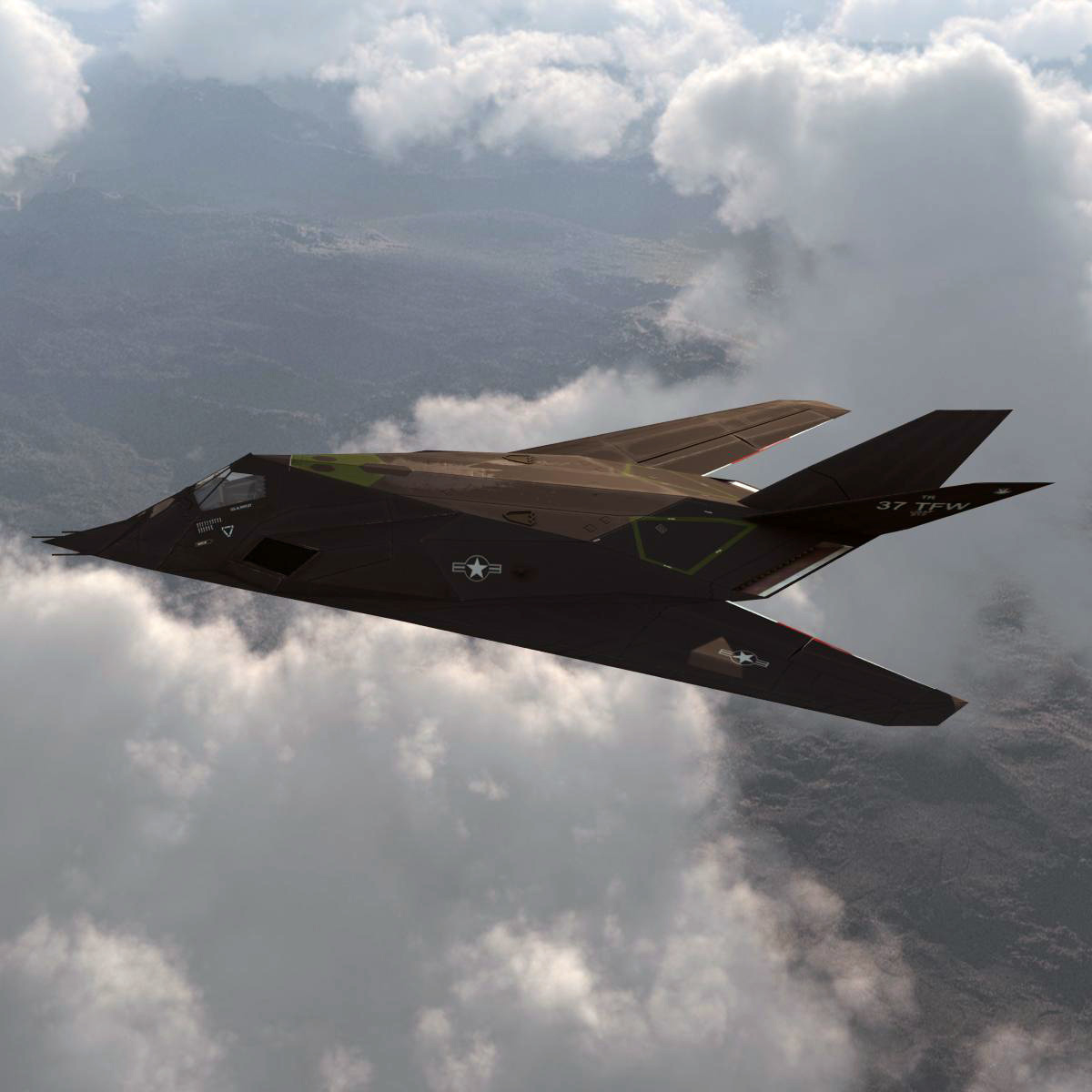 realistic f 117 nighthawk 3d model