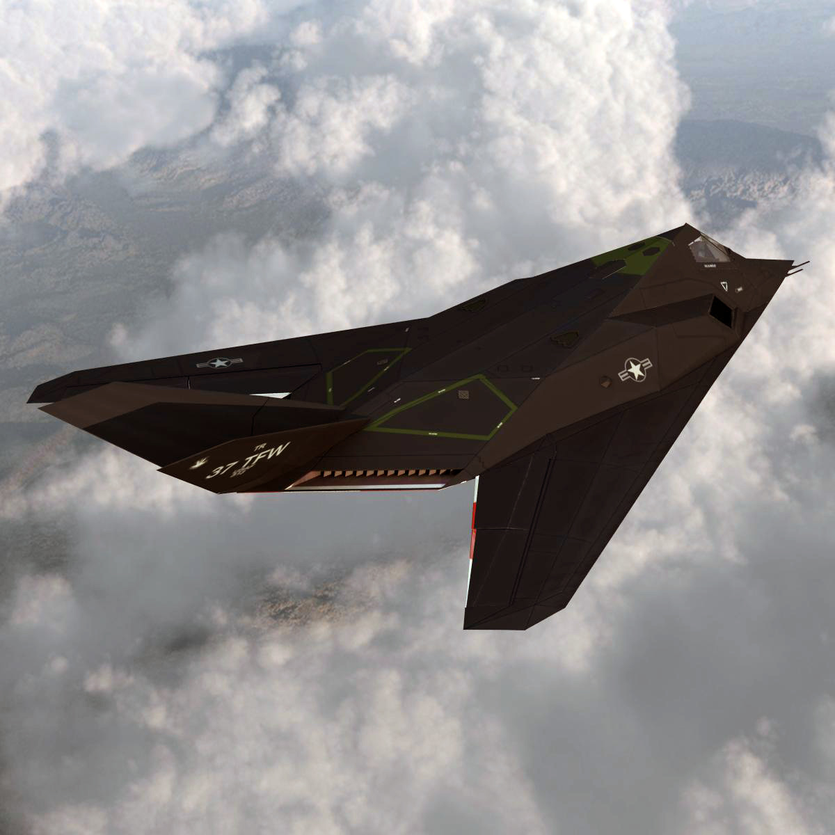 realistic f 117 nighthawk 3d model