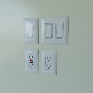 3d light switches power outlets