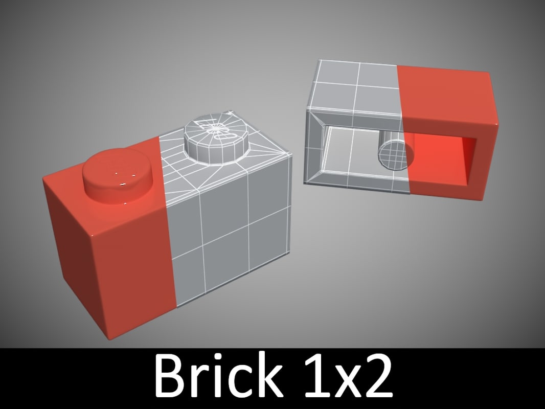 lego bricks 1x2 3d max