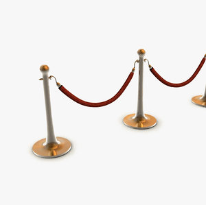 3d model of stanchions barrier rope