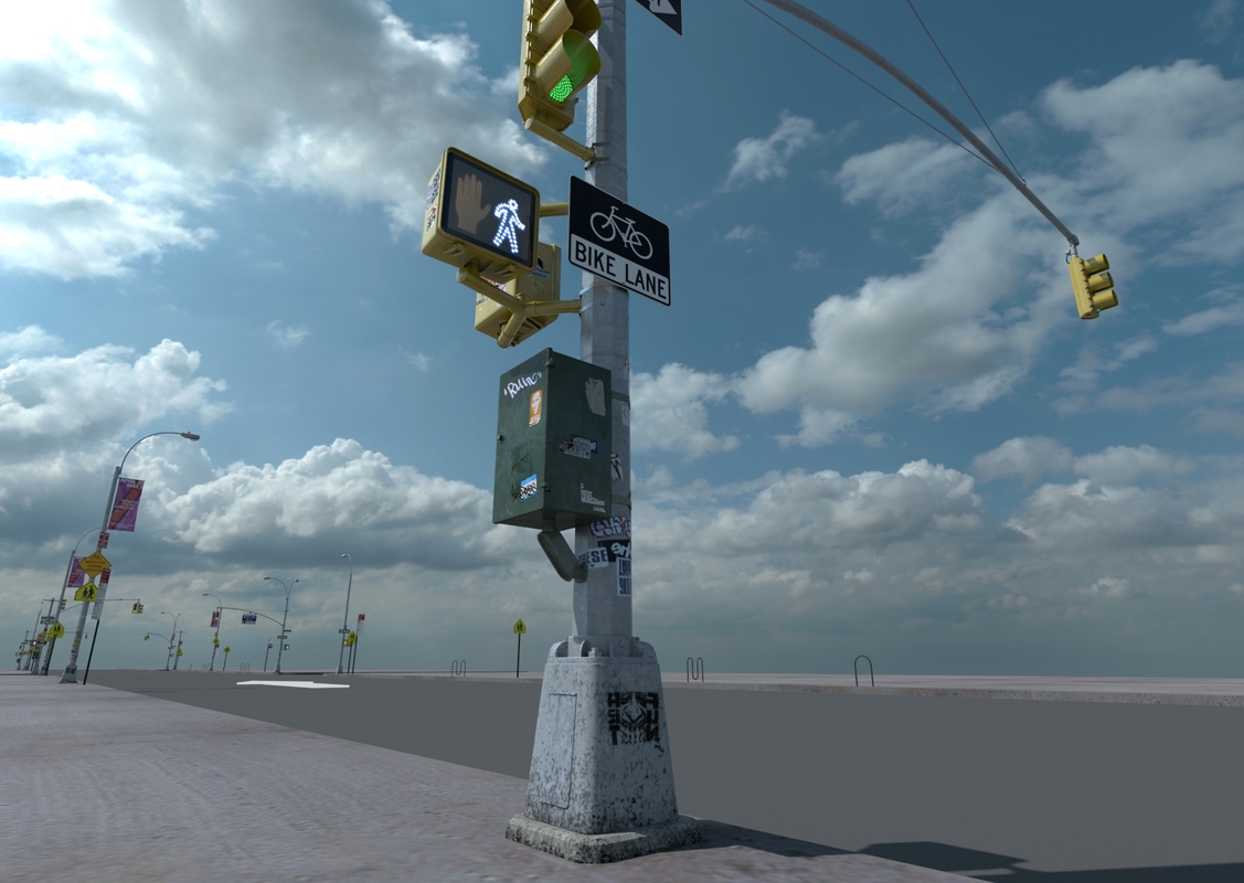 3d nyc traffic light signal