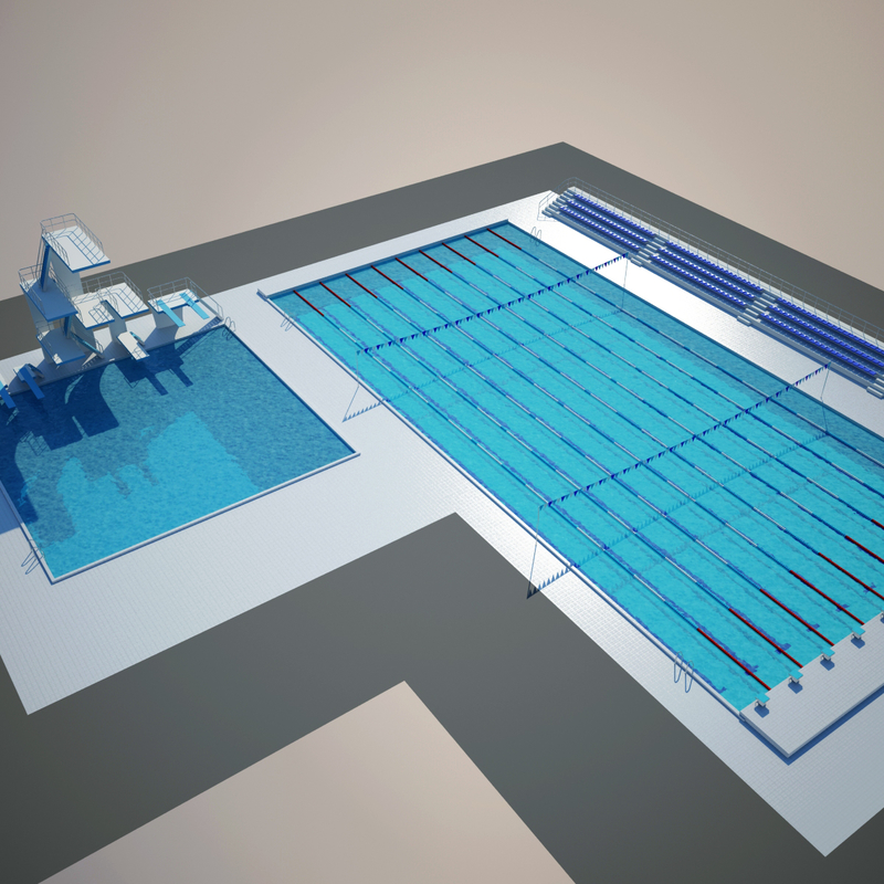 3d max swimming pool diving