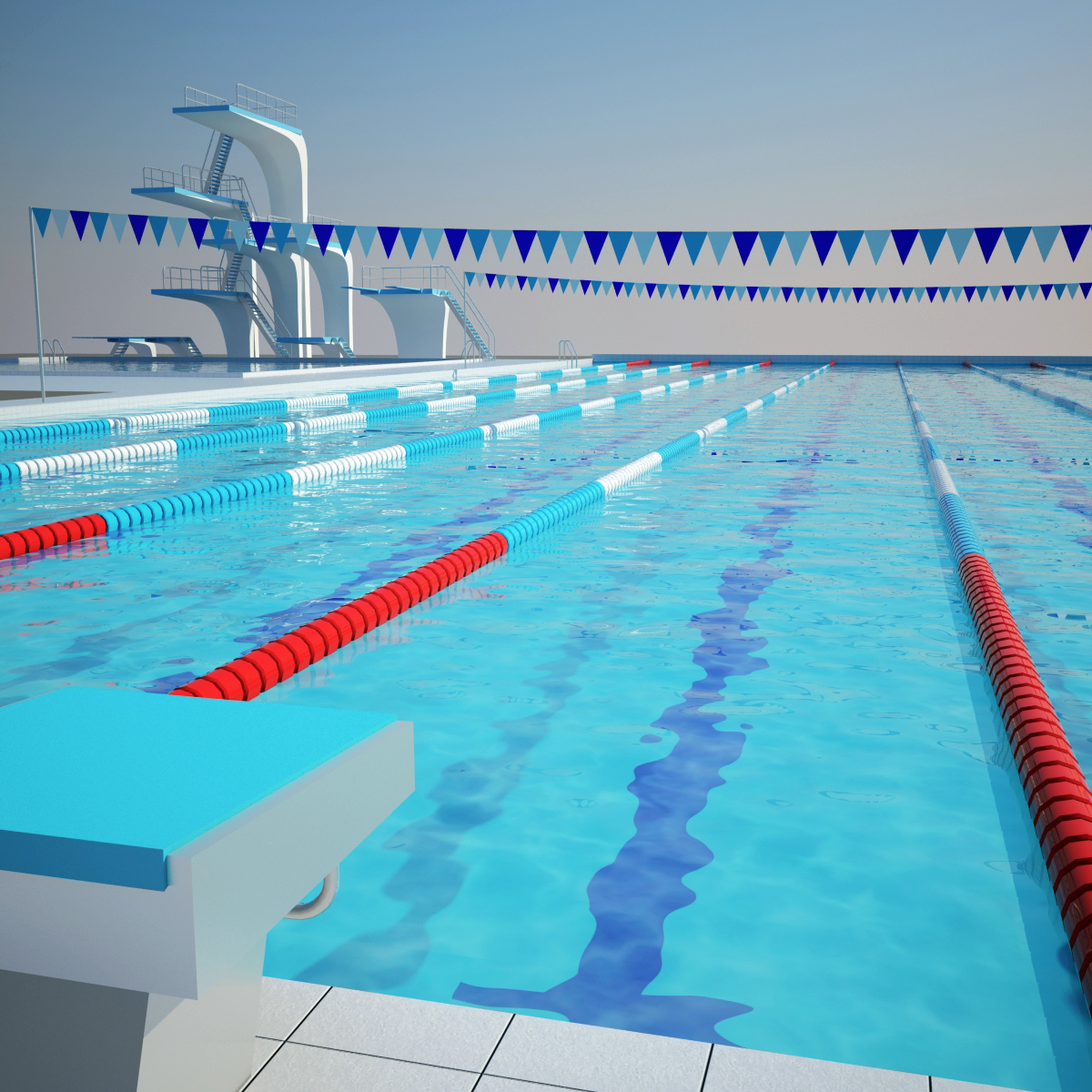 3d max swimming pool diving