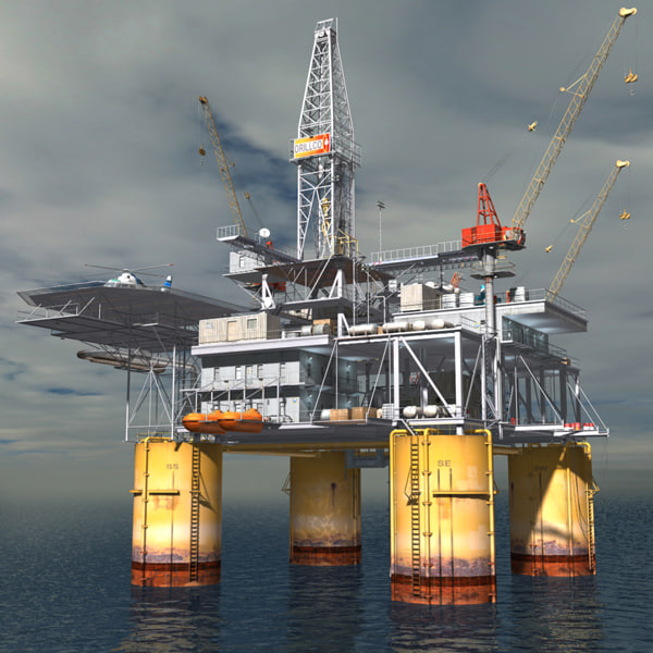oil rig scene 3d model