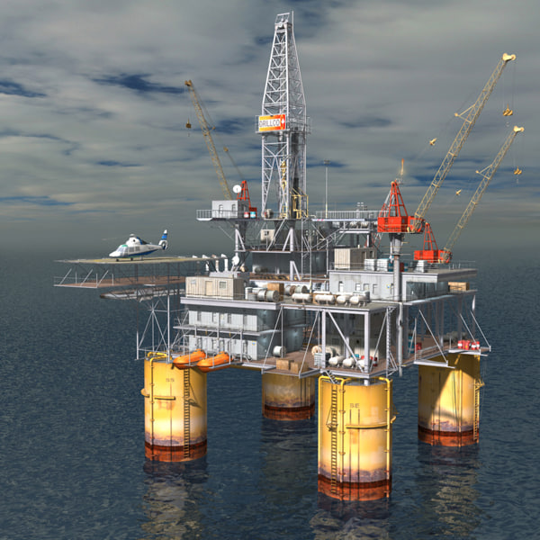 oil rig scene 3d model