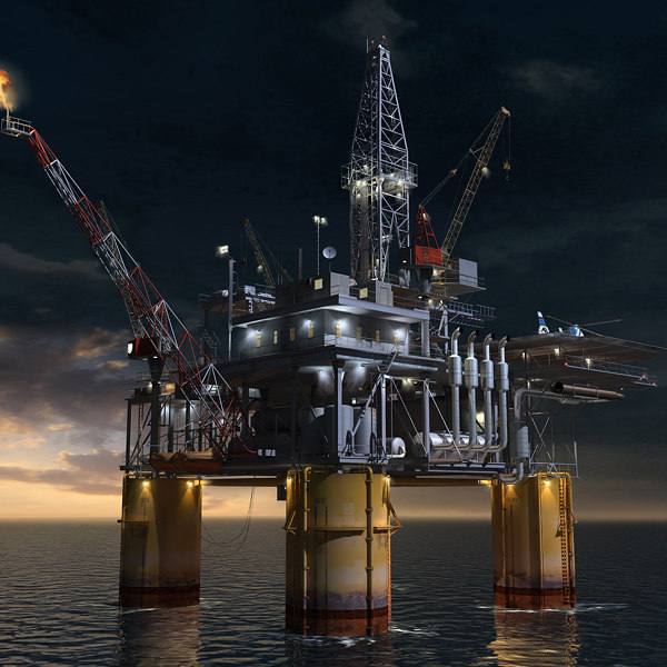 oil rig scene 3d model
