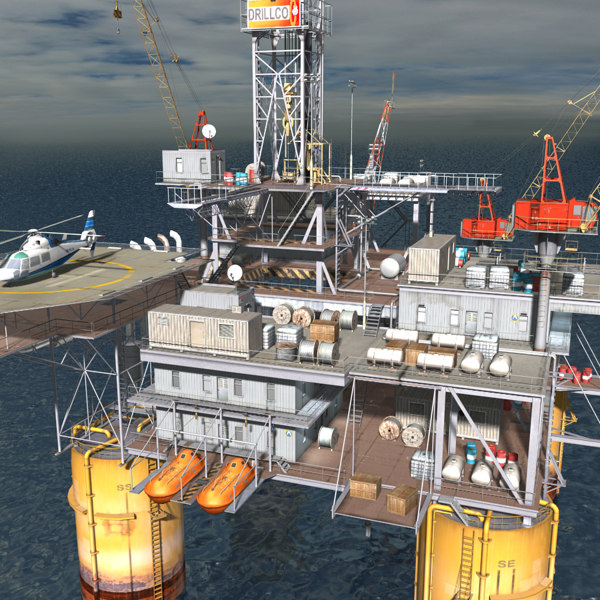 oil rig scene 3d model