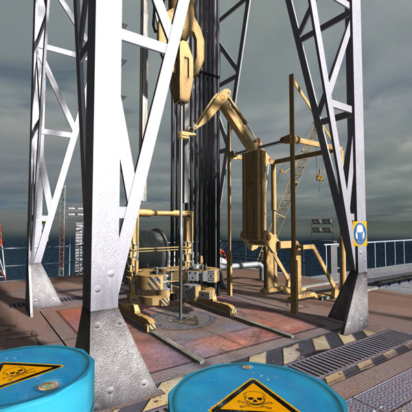 oil rig scene 3d model