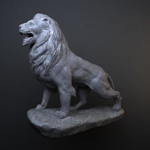 stone lion sculpture obj