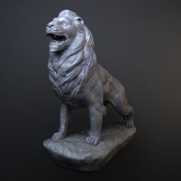 stone lion sculpture obj