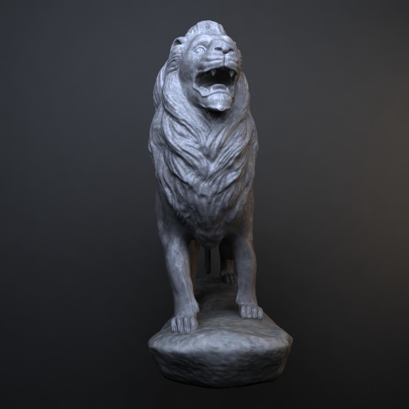 stone lion sculpture obj