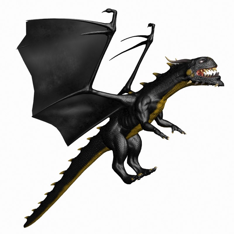 3d model fantasy dragon black