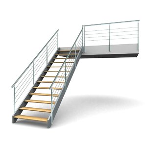 3d metal staircases step