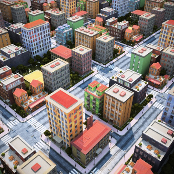 landscape city town street 3d model