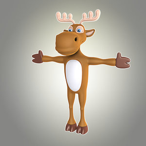 3d model of cool cartoon christmas deer