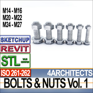 3ds bolts nuts iso stl
