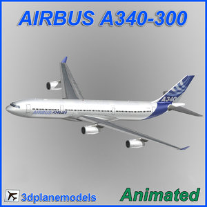 airbus a340-300 aircraft landing 3d max