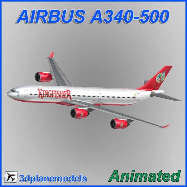 エアバスa340 500キングフィッシャー航空3dモデル Turbosquid