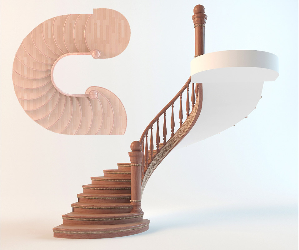 3ds max classic spiral interior staircase