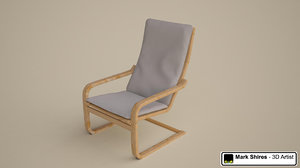 3d model of poang chair ikea
