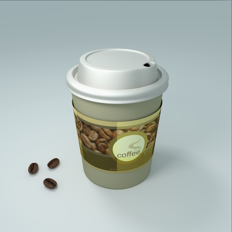 3d Paper Cup Coffee Beans Model