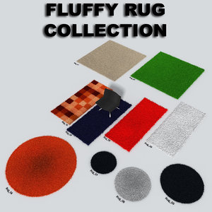 3d model fluffy rugs fur hair