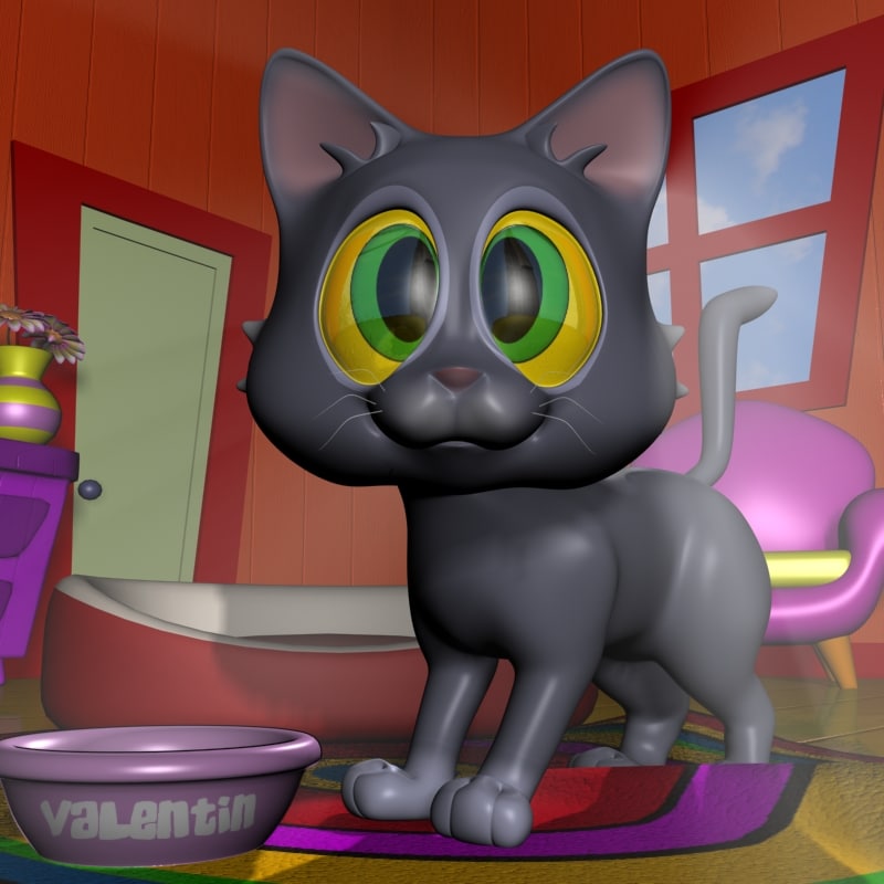  3d  3ds baby cat  cartoon