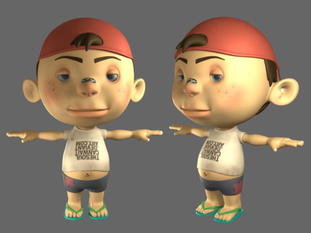 boy child cartoon 3d obj