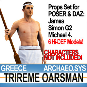 3d model props set daz greek trireme