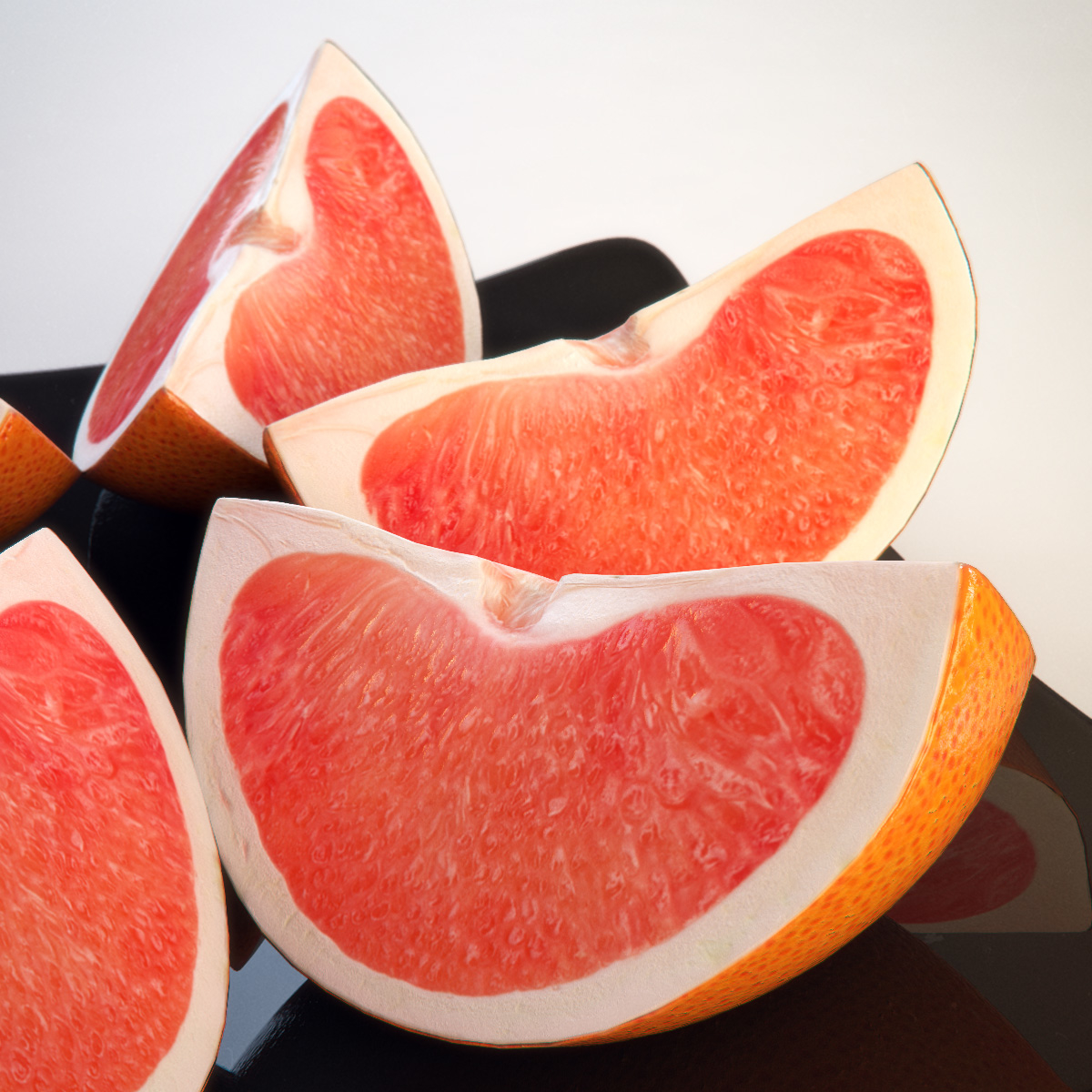 3d model grapefruit quarter orange
