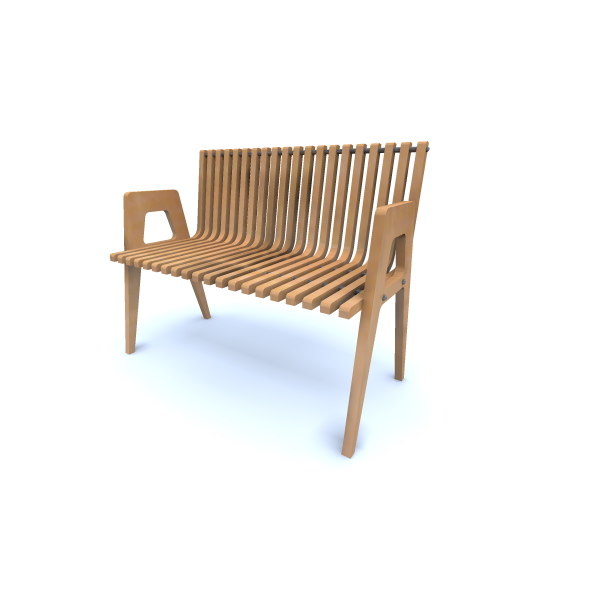 Curved Park Bench 3ds