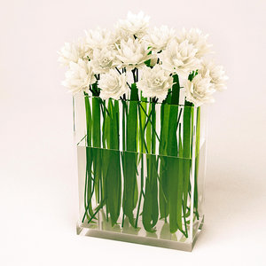 3ds max white flowers vase