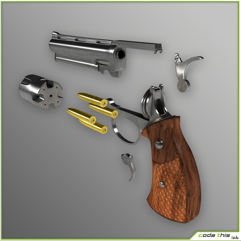 cylinder gun animation 3d model