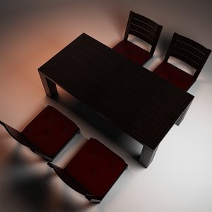 3d traditional table chairs model
