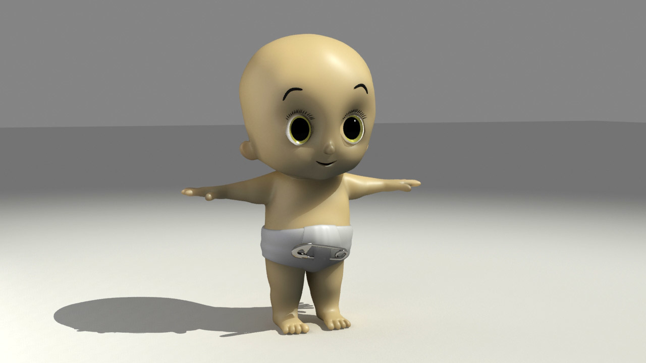 卡通宝贝字符3d模型