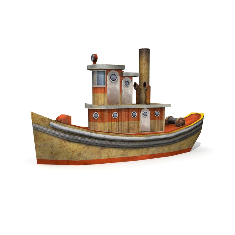 3d tug papermodel ship