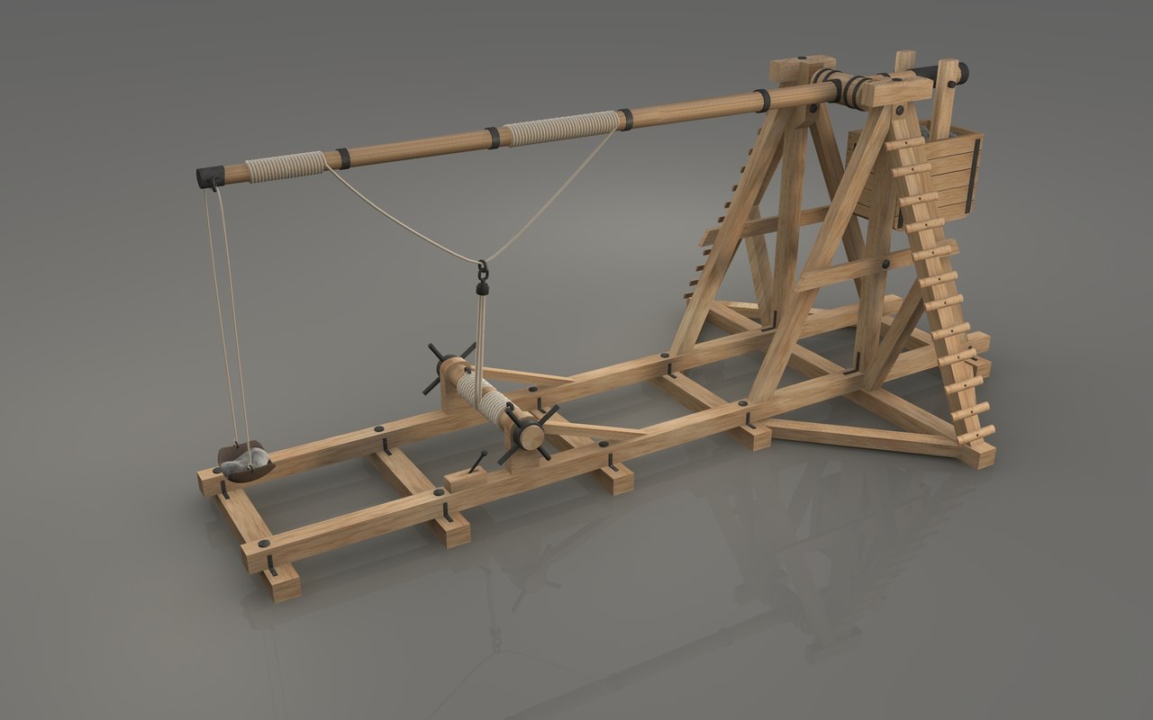 medieval trebuchet obj