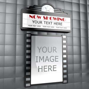 3d movie theater marquee poster model