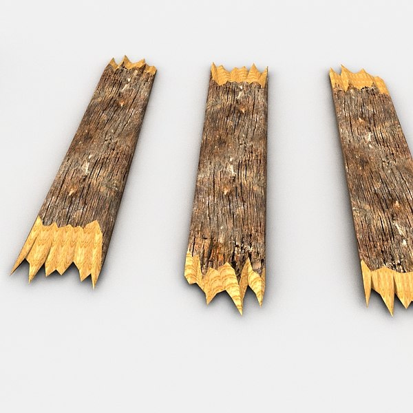 3d broken wooden planks