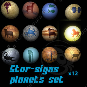3d model signs zodiac planet star
