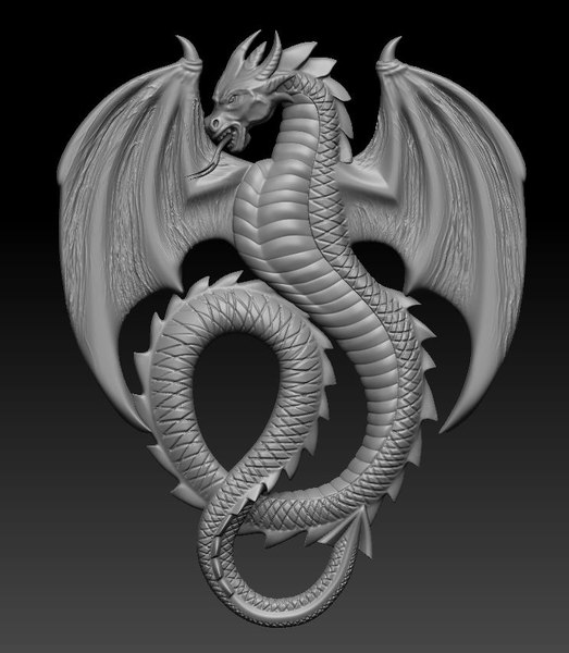 3d bas-relief dragon