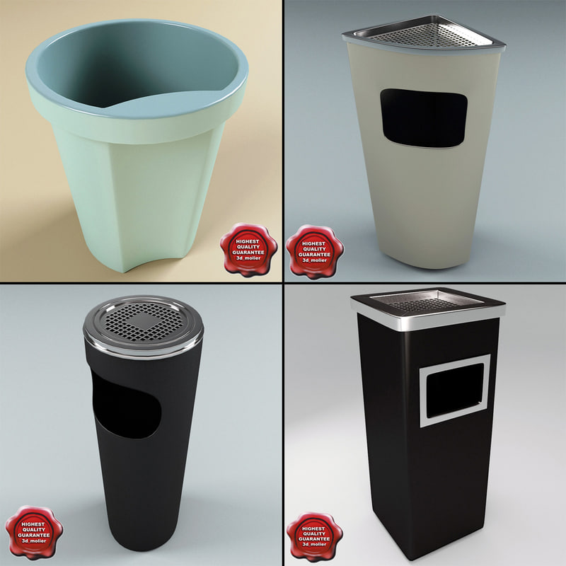trash cans v1 3d max