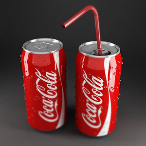 3d coca cola cans red model