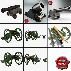 old cannons 3 3d model