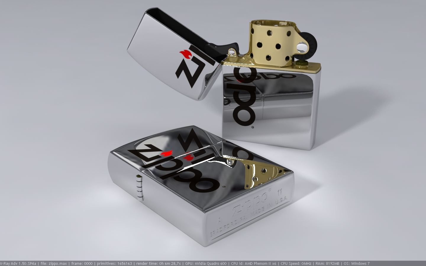 zippo chrome lighter 3d max