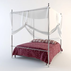 bed canopy pillows 3d model
