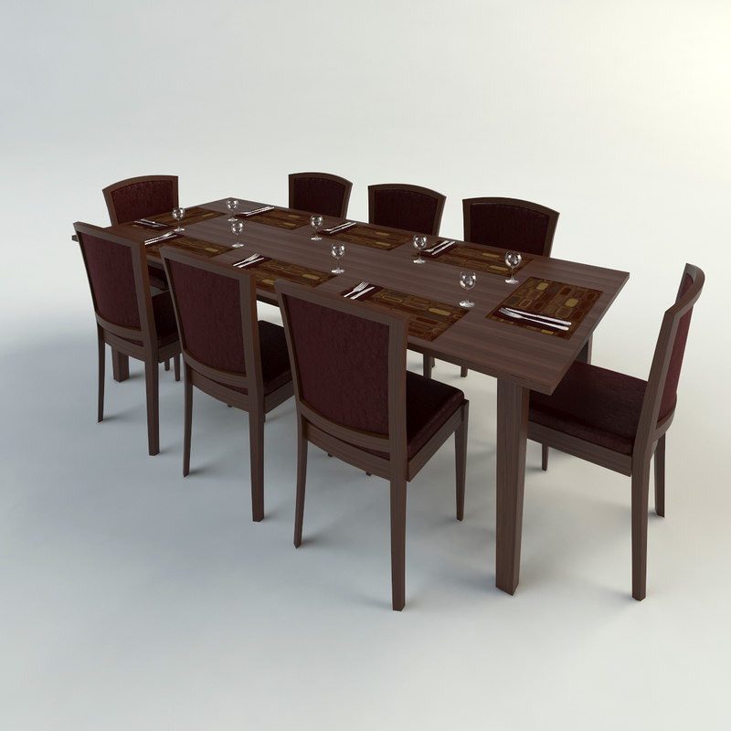 dining table chairs 3d model